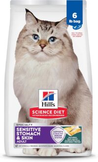 Hill's Science Diet Adult Sensitive Stomach & Skin Pollock Meal & Barley Recipe Dry Cat Food, 6 lbs.