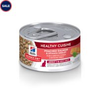 Hill's Science Diet Healthy Cuisine Adult Poached Salmon & Spinach Medley Canned Cat Food, 2.8 oz., Case of 24