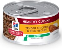Hill's Science Diet Kitten Healthy Cuisine Tender Chicken & Rice Medley Canned Wet Cat Food, 2.8 oz., Case of 24