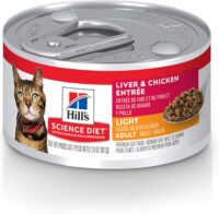 Hill's Science Diet Liver & Chicken Entree Adult Light Canned Cat Food, 2.9 oz., Case of 24