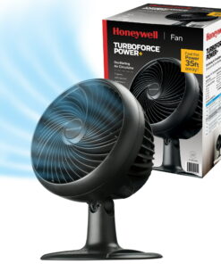 Honeywell 10" Black Turbo Force Power Oscillating Table Fan, 35ft Air Circulation Power, 3 Speed, 45° Pivot, HPF860BWM