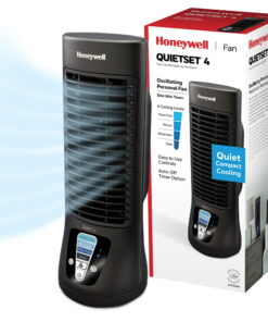 Honeywell 13" Black QuietSet Oscillating Table Fan, 10ft Air Circulation Power, 4 Speed, Auto Off Timer, HTF210