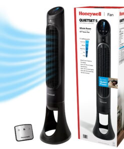 Honeywell 40" Black Quiet Set Oscillating Tower Fan, 30ft Air Circulation Power, 5 Speed, Auto Off Timer, HYF260B