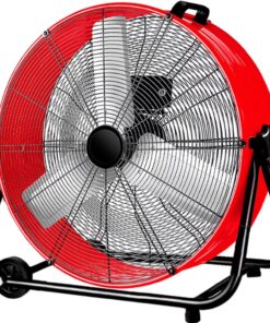 Industrial Fan 24 Inch Heavy Duty Drum 3 Speed 8100 CFM Air Circulation High Velocity Fan For Warehouse, Workshop, Factory, Commercial, Residential and Greenhouse Red
