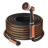 KFFKFF 150 ft 58 Heavy Duty Rubber Garden Hose with 10-Mode Spray Nozzle