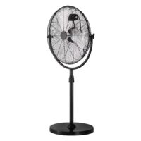 KFFKFF 18-Inch Industrial Pedestal Fan with Adjustable Height, Floor Fan with 3 Speed Settings, Powerful Airflow for Warehouses, Garages, Commercial and Residential Spaces, Black