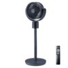 KFFKFF 7-Inch Oscillating Pedestal Fan with DC Motor, Remote Control, 12 Speed Settings, 3 Modes, 15-Hour Timer, Adjustable Height, Quiet Operation for Home, Bedroom, Living Room, and Study,Blue Gray