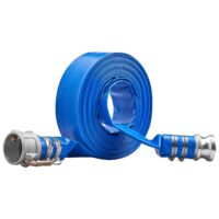 KFFKFF Swimming Pool Discharge Hose, 50 ft Length and 2 inch Diameter, Made of Robust PVC, Comes with Aluminum Camlock C & E Fittings and Clamps