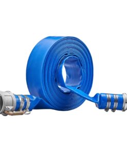 KFFKFF Swimming Pool Discharge Hose, 50 ft Length and 2 inch Diameter, Made of Robust PVC, Comes with Aluminum Camlock C & E Fittings and Clamps