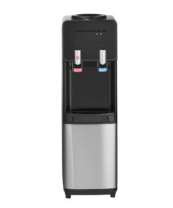 KFFKFF Top Loading Water Cooler Dispenser, Hot and Cold Water Dispenser for 3 or 5 Gallon Bottles, Durable Stainless Steel Design with Child Safety Lock, Suitable for Homes, Kitchens, Offices, Black