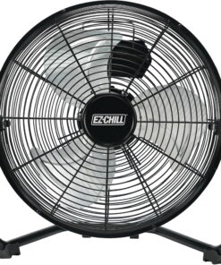 EZ-Chill 12" 3-Speed Cradle Fan with 180 Degree Adjustable Tilt 3 Speed, All-Metal, Carry Handle, Rubber Feet, Black
