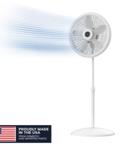 Lasko Cyclone 18" 3-Speed Adjustable Oscillating Pedestal Fan, White, S18931