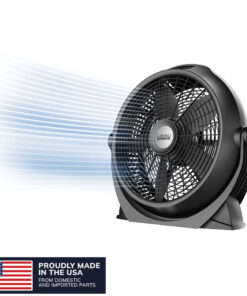Lasko WindMachine 20" Large Floor Fan with Pivoting Head for Whole Room Cooling, Portable Indoor 3-Speed Air Circulator, Black, A20305