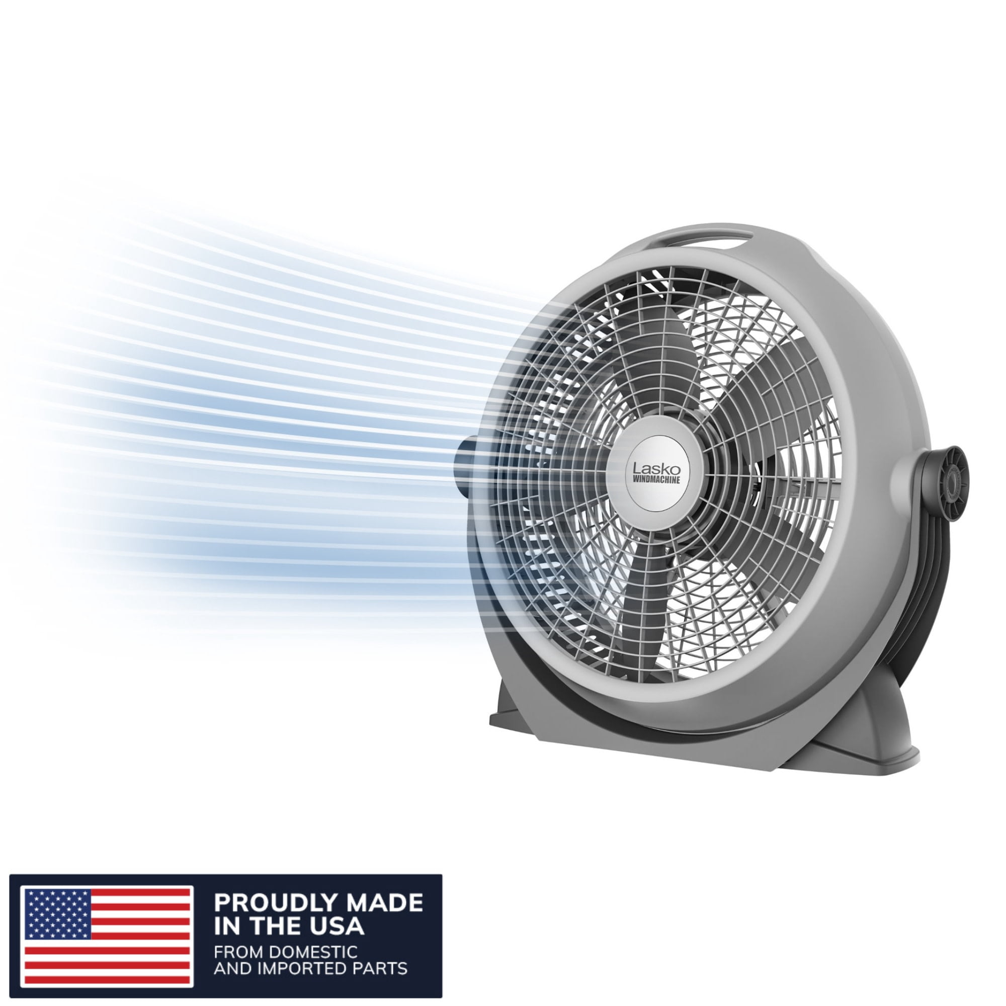 Lasko WindMachine 20" Large Floor Fan with Pivoting Head for Whole Room Cooling, Portable Indoor 3-Speed Air Circulator, Gray, A20304