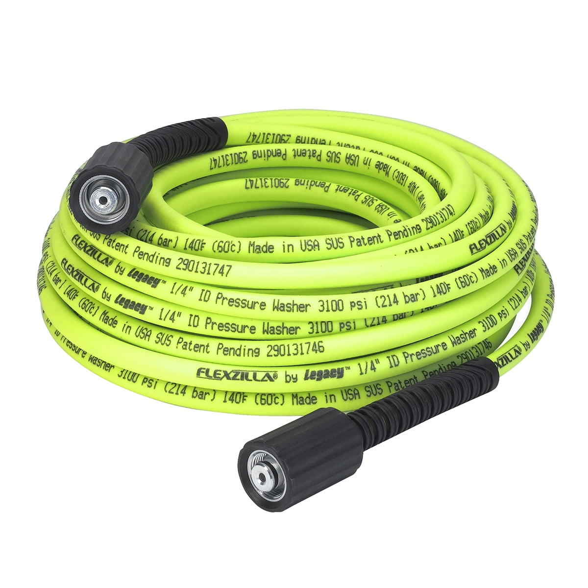 Flexzilla 1/4" x 50' 3100 PSI M22 Fittings No Kink Flexible Pressure Washer Hose