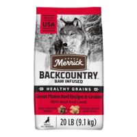 Merrick Backcountry Healthy Grains Kibble with Freeze Dried Raw Pieces, Great Plains Red Meat Recipe Dog Food, 20 lbs.