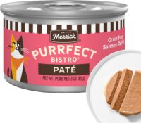 Merrick Purrfect Bistro Grain Free Premium High Protein Salmon Recipe Soft Canned Pate Adult Wet Cat Food, 3 oz., Case of 24