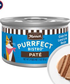 Merrick Purrfect Bistro Grain Free Premium Land & Sea Recipe Soft Canned Pate Adult Wet Cat Food, 3 oz., Case of 24