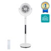 Midea Adjustable Pedestal Fan, 12 Speed, Auto Oscillation, Dust Filter, Smart, Remote, 33.9-44.1", White