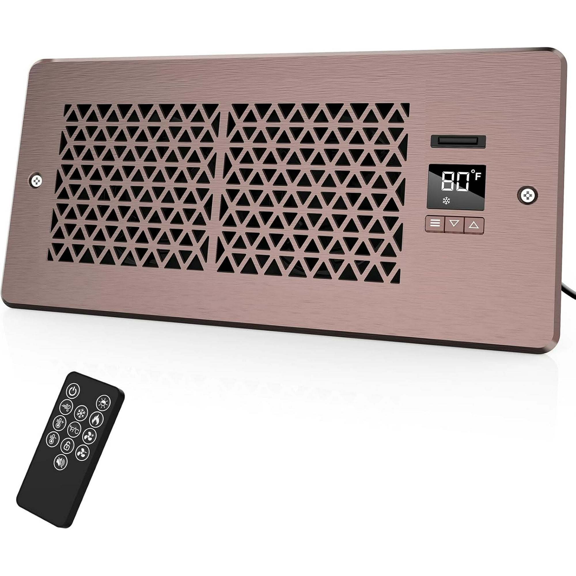 Nordic Hygge Register Booster Fan for 4" x 10" Register Holes with Remote Control and Thermostat, Brown