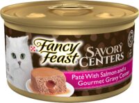 Purina Fancy Feast Savory Centers Salmon Pate Adult Wet Cat Food with a Gravy Center, 3 oz., Case of 24
