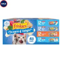 Purina Friskies Oceans of Delight Flaked and Prime Filets Wet Cat Food Variety Pack, 5.5 oz., Count of 48