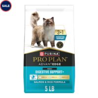 Purina Pro Plan AdvantEDGE Digestive Support Plus Adult Salmon and Rice Formula Dry Cat Food, 5 lbs.