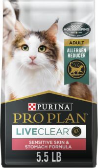 Purina Pro Plan Allergen Reducing Sensitive Skin & Stomach, LIVECLEAR Turkey and Oatmeal Formula High Protein Cat Food, 5.5 lbs.