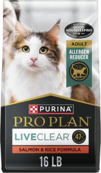 Purina Pro Plan LiveClear Cat Allergen Reducing with Salmon and Rice Adult Dry Cat Food, 16 lbs.