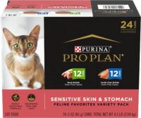 Purina Pro Plan SPECIALIZED Grain Free Sensitive Skin & Stomach, Duck & Artic Char Variety Pack Wet Cat Food, 3 oz., Count of 24