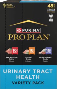 Purina Pro Plan Urinary Tract Chicken, Beef and Chicken, Turkey and Giblets Wet Cat Food Variety Pack, 3 oz., Count of 48