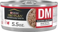 Purina Pro Plan Veterinary Diets DM Dietetic Management Savory Selects Feline Formula Wet Cat Food, 5.5 oz., Case of 24