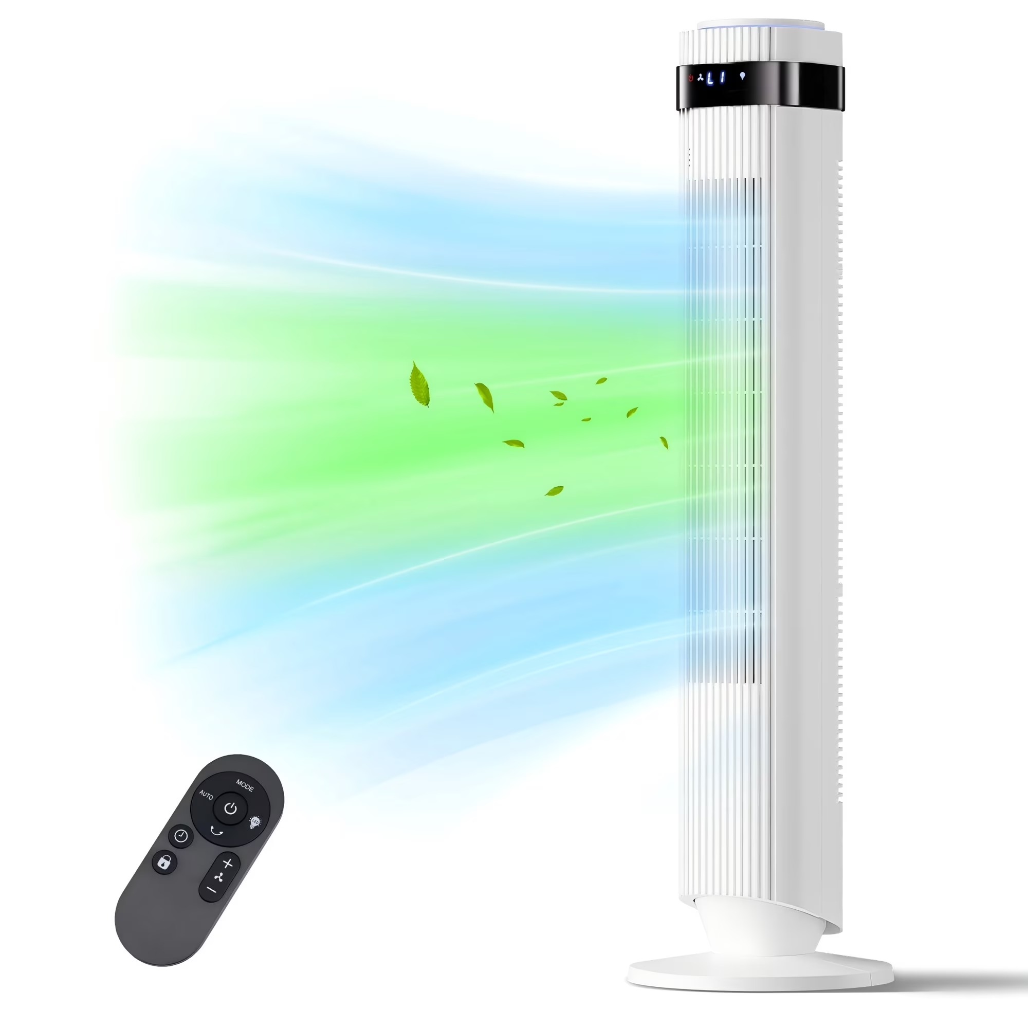 SHOUFTW 36 inch Tower Fan with Remote Control, Oscillating Bladeless Floor Fan, 5 Speeds and 4 Modes for Bedroom Home and Office, White_11zon SHOUFTW 36 inch Tower Fan with Remote Control, Oscillating Bladeless Floor Fan, 5 Speeds and 4 Modes for Bedroom Home and Office, White