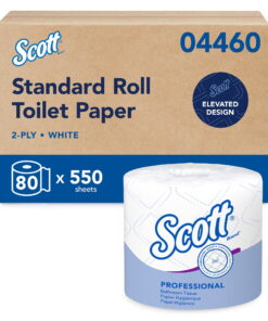 Scott Professional Standard Roll Toilet Paper, Bulk (04460), 2-Ply, Elevated Design, White, Individually Wrapped (80 Rolls of 550 Sheets, 44,000 Sheet Total)