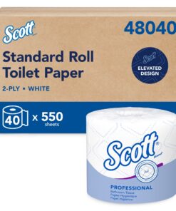 Scott Professional Standard Roll Toilet Paper, Bulk (48040), 2-Ply, Elevated Design, White, Individually Wrapped (40 Rolls of 550 Sheets, 22,000 Sheet Total)