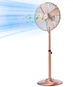 VEVOR 16-Inch High Velocity Pedestal Fan, 1450 CFM Industrial Standing Floor Fan with Handle, 75° Oscillating, 3-Speed Adjustable Height, Metal Made for Commercial, Garage, Workshop, Home, Copper