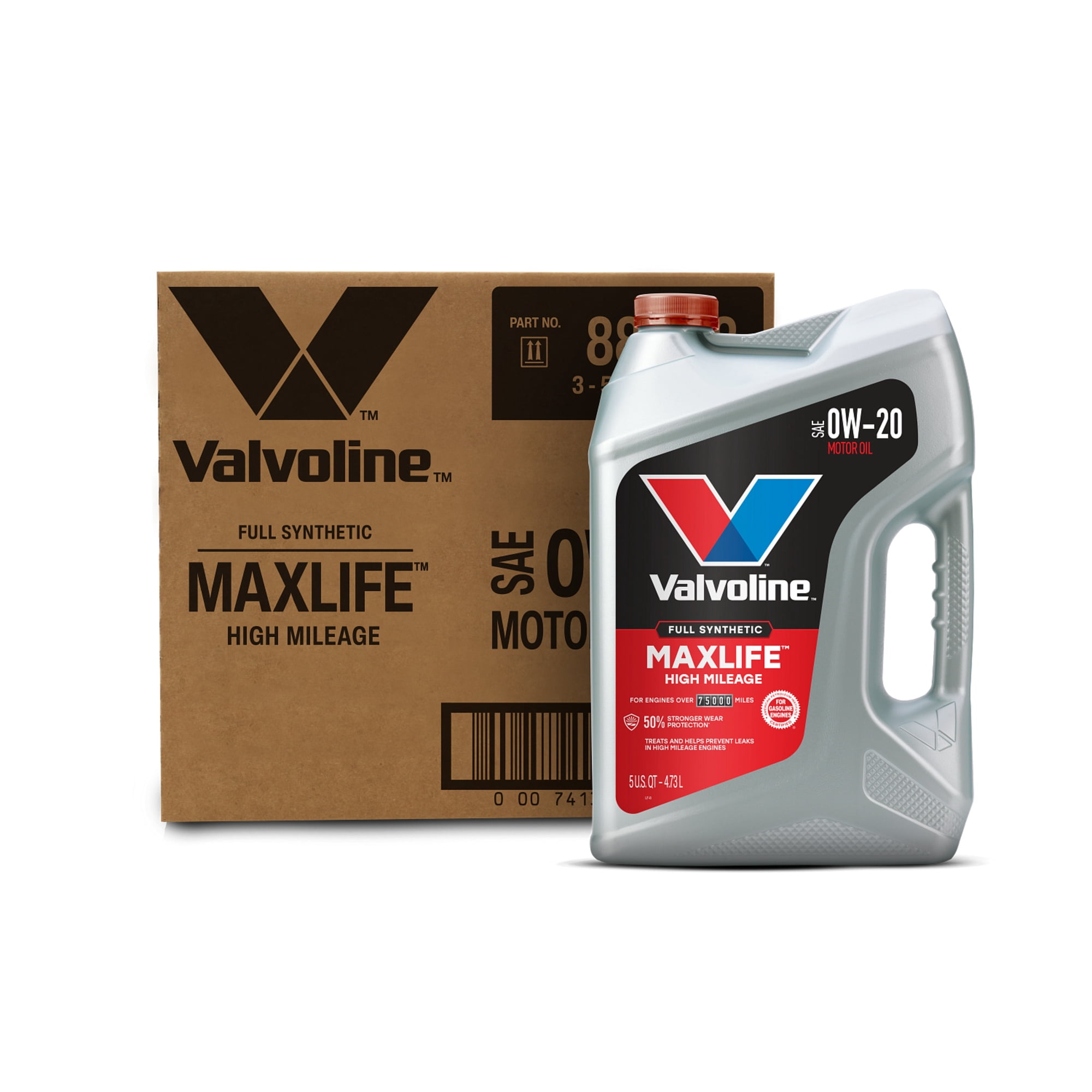 Valvoline MaxLife Full Synthetic High Mileage 0W-20 Motor Oil 5 Quart, pack of 3