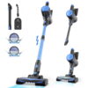 YOMA Cordless Stick Vacuum Cleaner Lightweight Powerful Handheld Vacuum for Home Hard Floor Carpet Pet Hair, Sky Blue