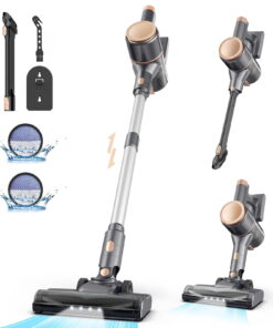 YOMA Cordless Stick Vacuum Cleaner Lightweight Powerful Handheld Vacuum for Home Hard Floor Carpet Pet Hair, Apricot