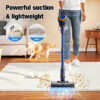 HOOFUN Cordless Vacuum Cleaner, 50mins Runtime, Powerful Stick Vacuum 6*2600mah Rechargeable Cordless Vacuum for Carpet, Tile, Pet Hair, Hardwood Floors, Blue