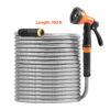 KFFKFF 150 ft Metal Garden Hose, Durable Stainless Steel Water Hose with 10-Function Nozzle, Flexible & Tangle-Free, Lightweight Outdoor Water Pipe for Yard, Garden