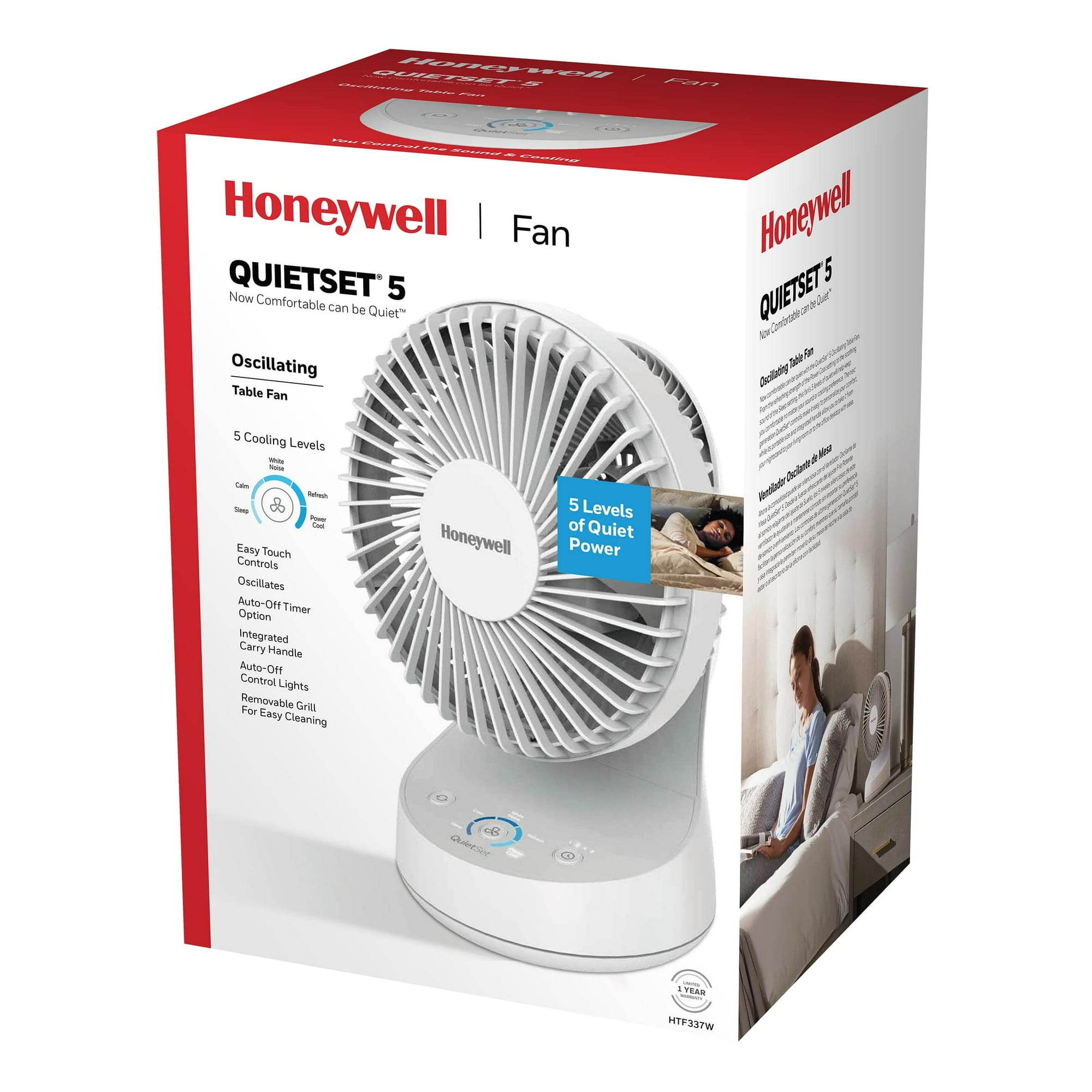 a47177bc-1e0e-4680-b6d9-f20c38dfd231.378161b124859b76d91dbe6de0d3cb6e.jpeg Honeywell QuietSet 9" Oscillating Table Fan, 5 Speeds, White, Small Room Fan with Quiet Operation