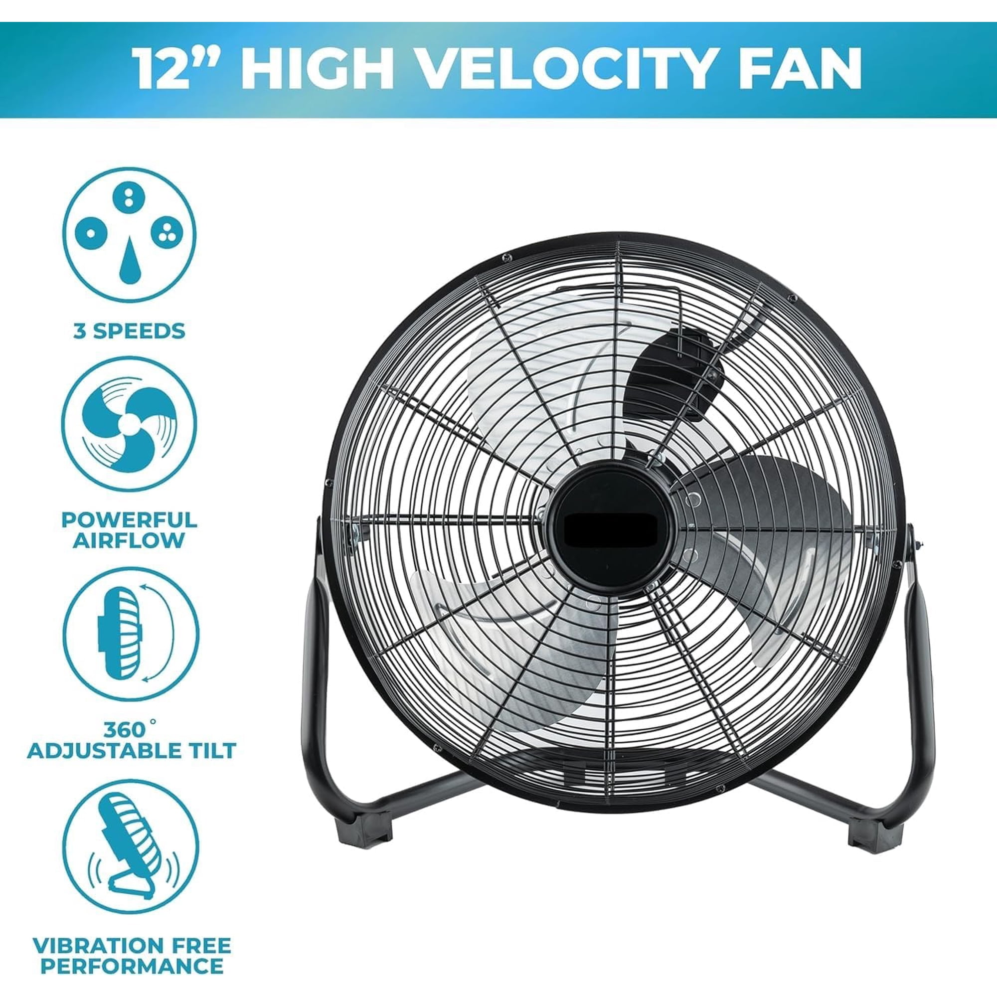 a8ed5205-b8e6-43f0-9a97-e4f38b304ee5.4ce37986465cb786ef8a19d5d32dc35e.jpeg EZ-Chill 12" 3-Speed Cradle Fan with 180 Degree Adjustable Tilt 3 Speed, All-Metal, Carry Handle, Rubber Feet, Black