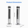 EDX Bladeless Tower Fan for Bedroom, 25ft/s High Velocity 28dB Quiet DC Fan, 5 Speeds 4 Modes, 12H Timer 64°Oscillating, Remote Standing Fan for Home Office Indoor, Gray