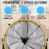 Industrial Fan 24 Inch Heavy Duty Drum 3 Speed 8100 CFM Air Circulation High Velocity Fan For Warehouse, Workshop, Factory, Commercial, Residential and Greenhouse Yellow