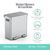 Better Homes & Gardens Kitchen Trash Can, 18 Gallon Stainless Steel Recycle Step Garbage Bin with Dual Compartment Lid, Silver