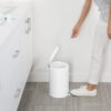 simplehuman Round Step Can, 4.5L / 1.2 Gallon Compact Bathroom Trash Can, 150,000-Step Pedal, Lid Shox® Silent Close, Removable Inner Bucket, White Steel