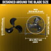 Caterpillar® Fan 14" High-Velocity 3-Speed Metal Shroud Floor Fan, 2000 CFM, Yellow