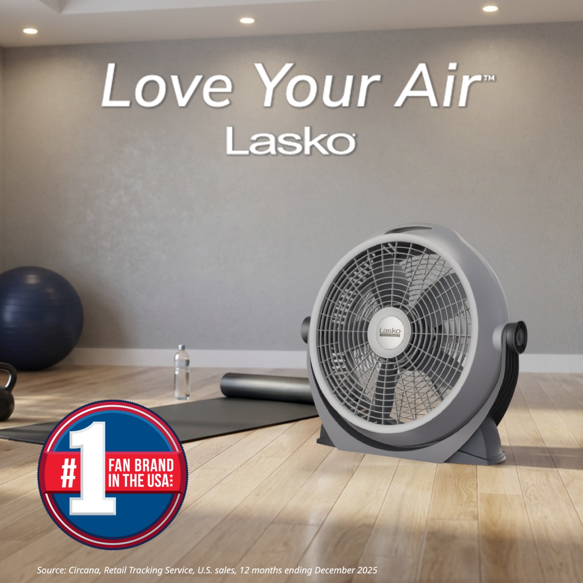 b8df7da6-e931-4baf-9ba3-eb89149b57f5.ee67a3d4d77a29164553511641ccec67.jpeg Lasko WindMachine 20" Large Floor Fan with Pivoting Head for Whole Room Cooling, Portable Indoor 3-Speed Air Circulator, Gray, A20304