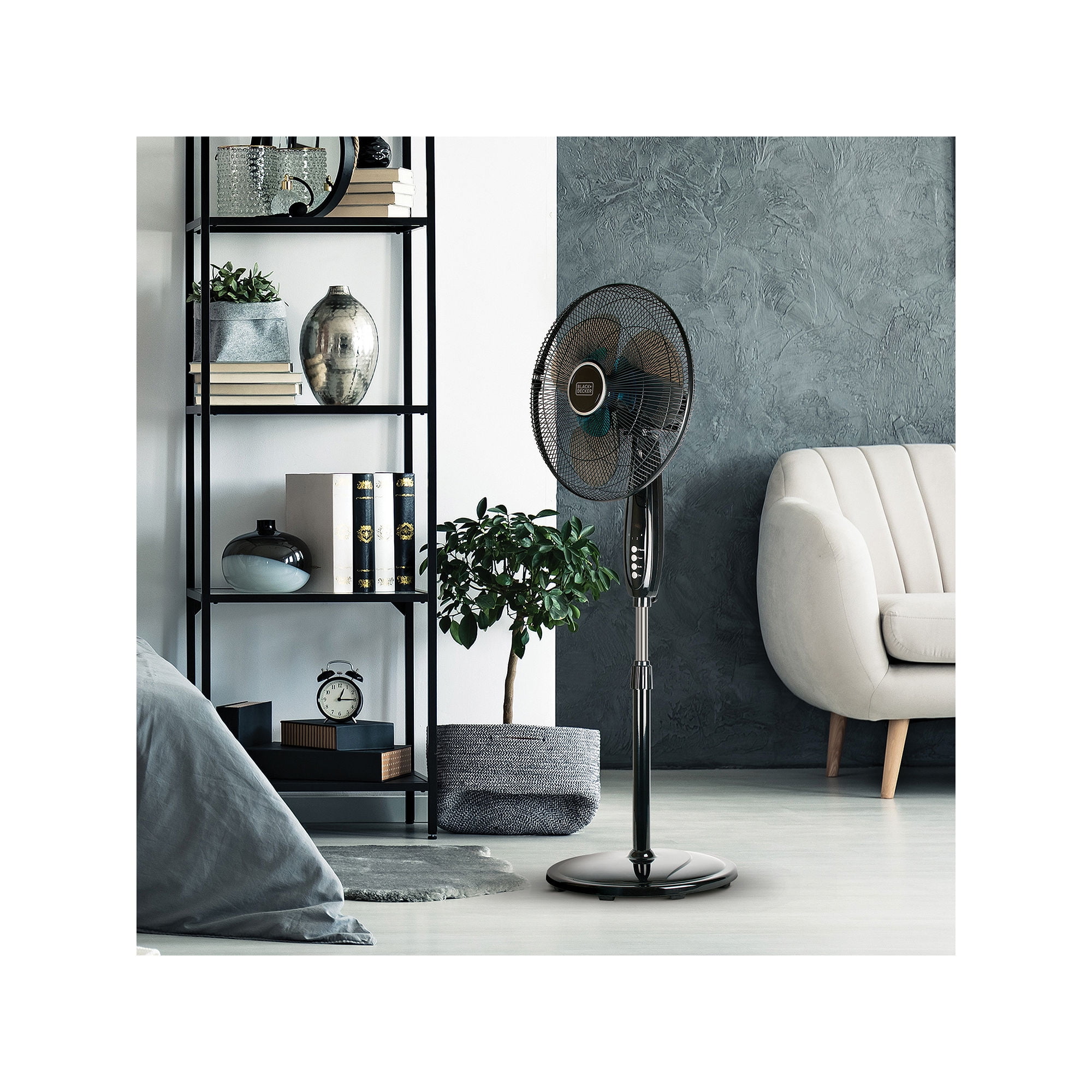 b9d98232-b77d-4ca8-914f-46be39729d52.238fa69dbb45bc19383f987fb2d823ee.jpeg BLACK+DECKER 3-Speed 60-Watt 16-In. Dual-Blade Oscillating Stand Fan with Remote, BFSD116B